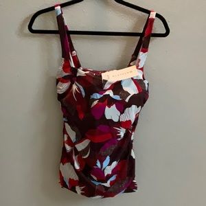 NWT Athleta Square Neck Bra Cup Tankini. 36 B/C Hero Bloom Decadent Choc…